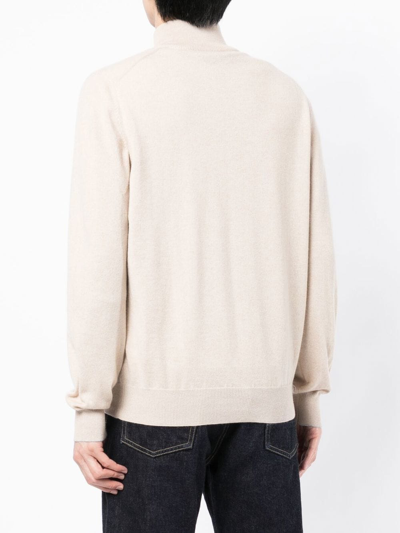 Shop Brunello Cucinelli High-neck Zip-up Cashmere Cardigan In Neutrals