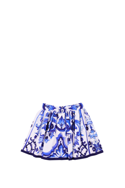 Shop Dolce & Gabbana Majolica Print Poplin Skirt In Multicolor