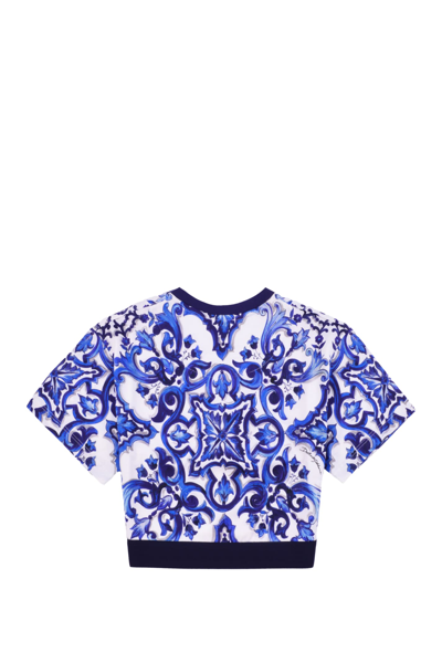 Shop Dolce & Gabbana Majolica Print Jersey T-shirt In Multicolor