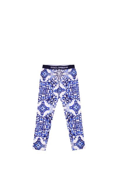 Shop Dolce & Gabbana Majolica Print Interlock Leggings In Multicolor