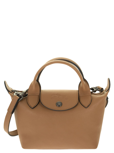 LONGCHAMP LE PLIAGE CUIR MEDIUM SHORT HANDLE WITH SLING L1515 757 021 1515  HAZELNUT BROWN