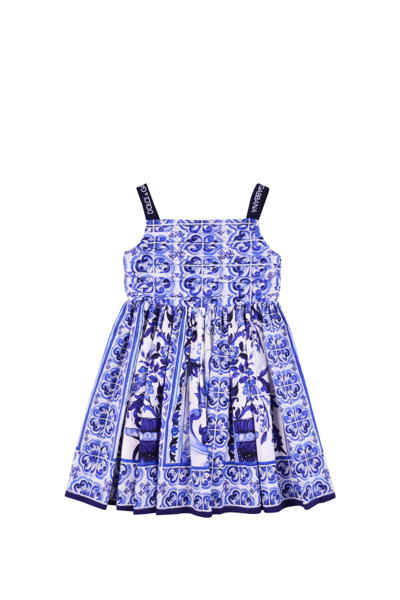 Shop Dolce & Gabbana Short Dress In Majolica Print Poplin In Multicolor