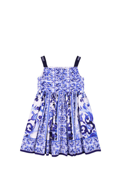 Shop Dolce & Gabbana Short Dress In Majolica Print Poplin In Multicolor