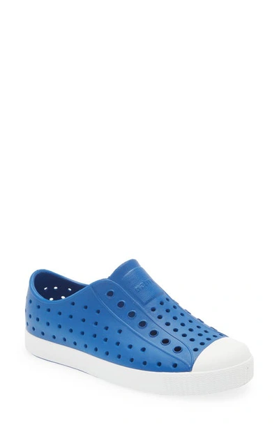 Native Shoes Jefferson Water Friendly Slip-on Vegan Sneaker In Victoria Blue/ Shell White