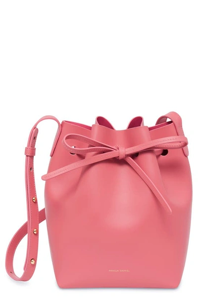 Shop Mansur Gavriel Mini Leather Bucket Bag In Dolly