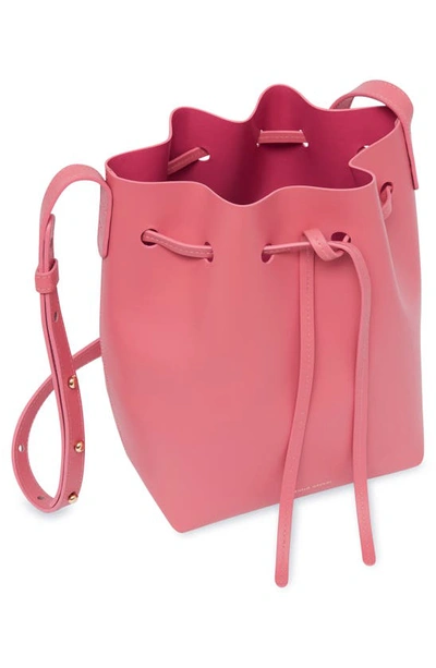 Shop Mansur Gavriel Mini Leather Bucket Bag In Dolly