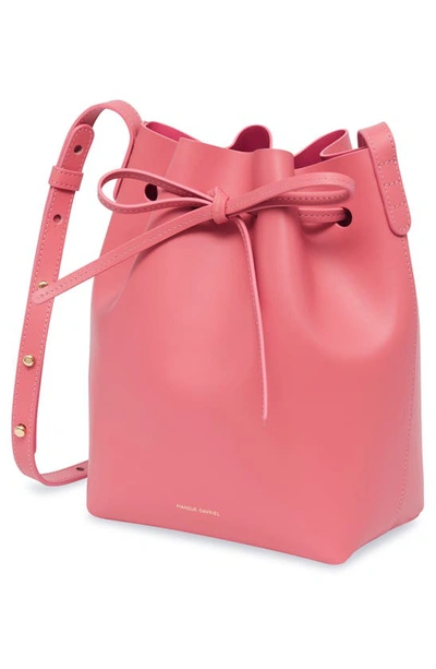 Shop Mansur Gavriel Mini Leather Bucket Bag In Dolly