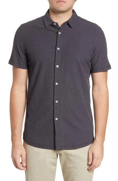 Shop Robert Barakett Broderick Short Sleeve Knit Button-up Shirt In Black