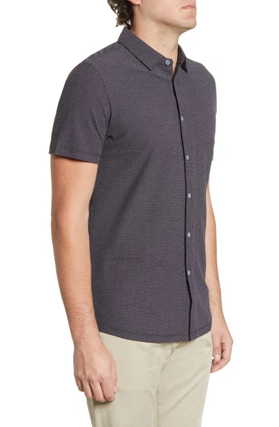 Shop Robert Barakett Broderick Short Sleeve Knit Button-up Shirt In Black