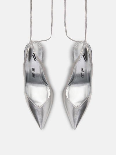 Attico 105mm Venus Metallic Leather Pumps In Silver