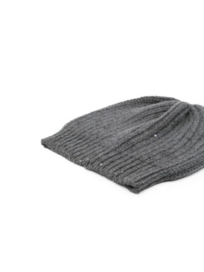 Brunello Cucinelli Sequin-embellished Knit Beanie In Grau