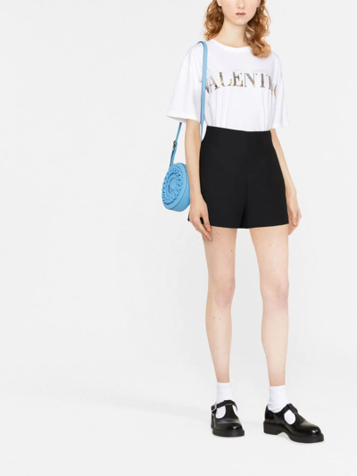Valentino Sequin-embellished Embroidered Cotton-jersey T-shirt In White
