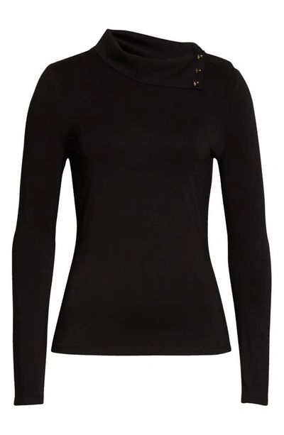 Shop Donna Karan Woman Convertible Mock Neck Top In Black