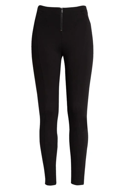 Shop Donna Karan Woman Zip Front Pintuck Ponte Leggings In Black