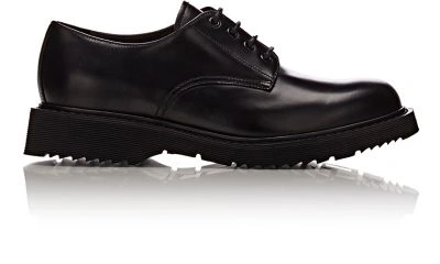 Prada Leather Plain-toe Derby Shoe, Black
