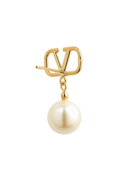 Valentino Vlogo Imitation Pearl Drop Earrings In Z/dnuoro 18
