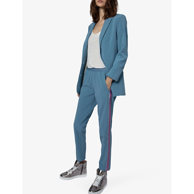 Zadig & Voltaire Viva Single-breasted Peak-lapel Crepe Blazer In Pale Denim