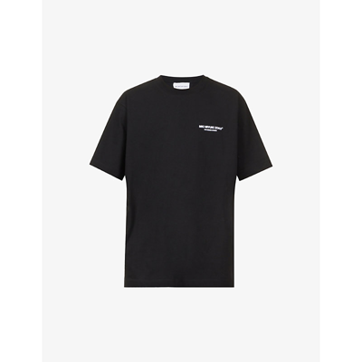 Mki Miyuki Zoku Design Studio Brand-print Organic-cotton Jersey T-shirt In Black