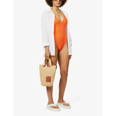 Shop Seafolly Sea Dive V-neck Swimsuit In Tango