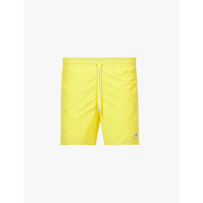 Shop Palm Angels X Vilebrequin Brand-patch Recycled-shell Swim Shorts In Yellow
