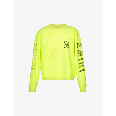Shop Amiri Army Stencil Brand-print Regular-fit Cotton Sweatshirt In Lime14