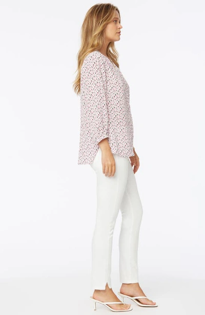 Shop Nydj High/low Crepe Blouse In Charlie Dots