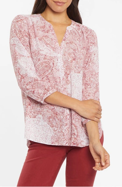 Shop Nydj High/low Crepe Blouse In Wirth Paisley