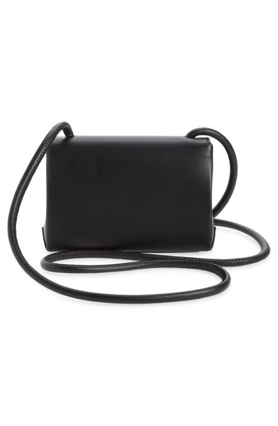 Shop Moschino Mini Logo Leather Crossbody Bag In Fantasy Print Black