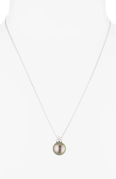 Shop Mikimoto Classic Diamond & Black South Sea Cultured Pearl Pendant Necklace In 18kw