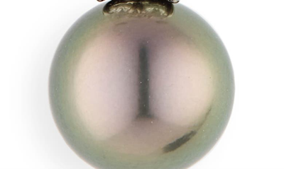 Mikimoto Classic Diamond & Black South Sea Cultured Pearl Pendant Necklace In 18kw
