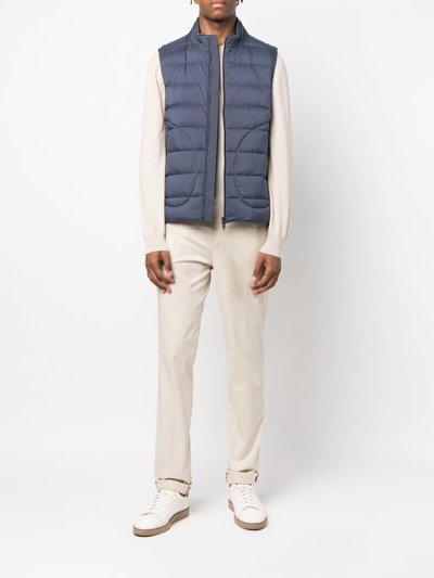 Shop Herno Padded Zip-up Down Gilet In Blue