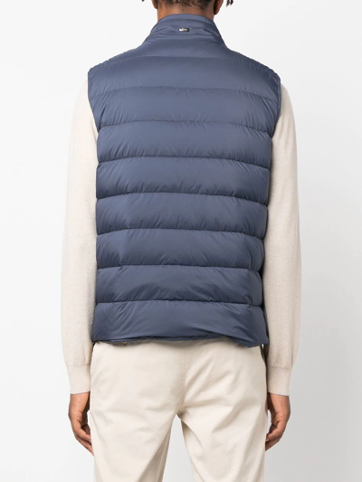 Shop Herno Padded Zip-up Down Gilet In Blue