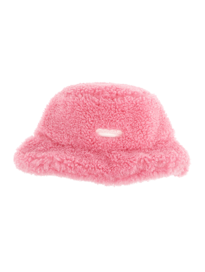 Shop Monnalisa Plush Hat In Blush Pink