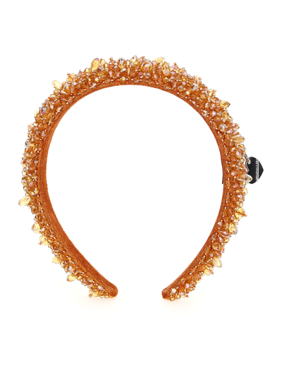 Shop Monnalisa Lurex Headband In Rusty Red