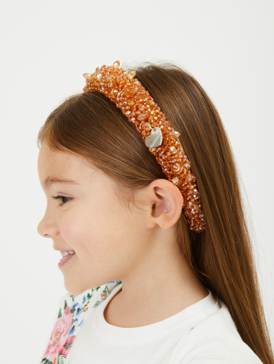 Shop Monnalisa Lurex Headband In Rusty Red