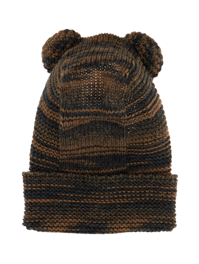 Shop Monnalisa Mouliné Knitted Balaclava In Camouflage