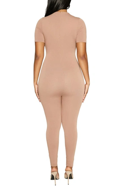 Shop Naked Wardrobe Sweet T Funnel Neck Jumpsuit In Coco