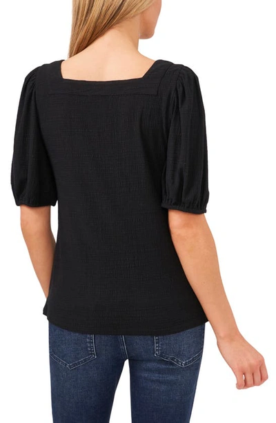 Shop Cece Puff Sleeve Square Neck Top In Rich Black