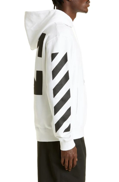 Shop Off-white Diagonal Arrow Slim Fit Hoodie In White Black