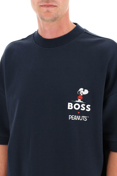 Shop Hugo Boss Peanuts Short-sleeve Sweatshirt In Blue