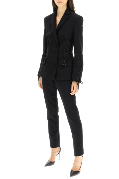 Shop Moschino Slim Fit Blazer With Lacing In Black