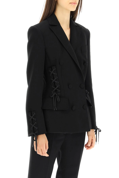 Shop Moschino Slim Fit Blazer With Lacing In Black