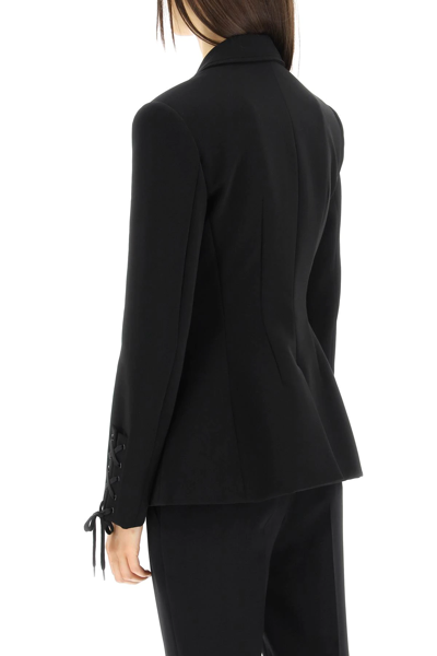 Shop Moschino Slim Fit Blazer With Lacing In Black