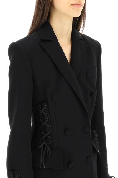 Shop Moschino Slim Fit Blazer With Lacing In Black