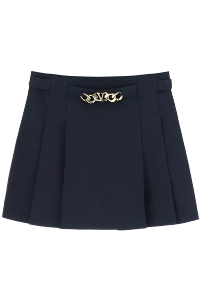 Shop Valentino Crepe Couture 'vlogo Signature' Mini Skirt In Blue