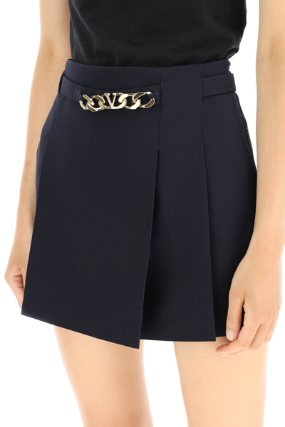 Shop Valentino Crepe Couture 'vlogo Signature' Mini Skirt In Blue
