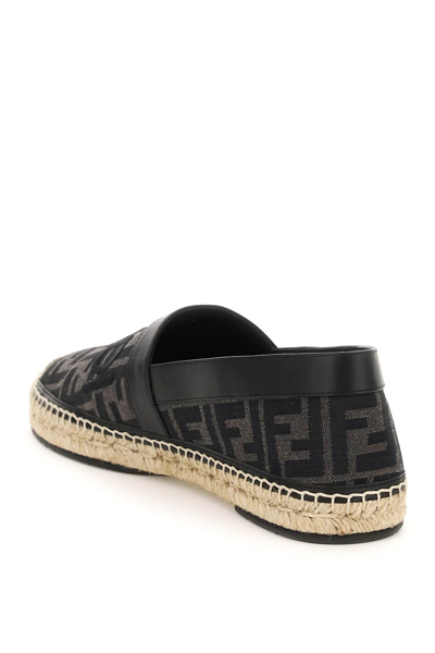 Shop Fendi Ff Jacquard Fabric Espadrillas In Black