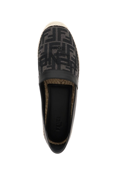 Shop Fendi Ff Jacquard Fabric Espadrillas In Black