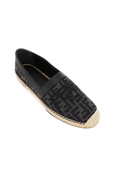 Shop Fendi Ff Jacquard Fabric Espadrillas In Black