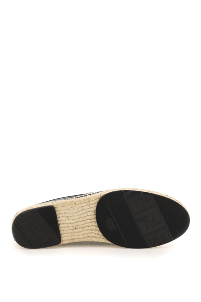 Shop Fendi Ff Jacquard Fabric Espadrillas In Black